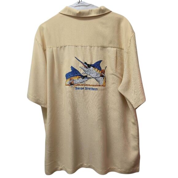 Hook & Tackle Mens Embroidered Swordfish Booze Brothers  Shirt Soft Lemon Large - Picture 3 of 12